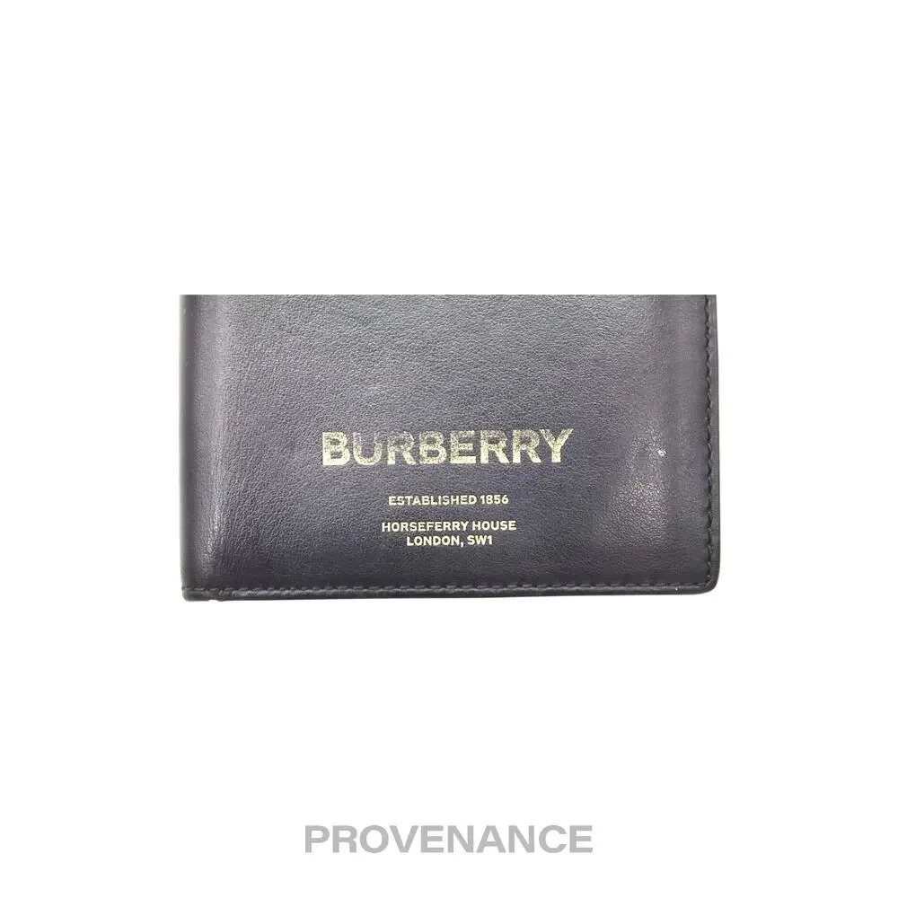 🔴 Burberry Address Logo Bifold Wallet - Black Leather